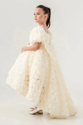 Magnolia Cream Short Front, Long Back Girl's Evening Dress