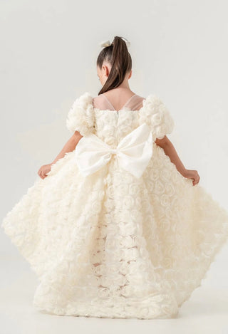 Magnolia Cream Short Front, Long Back Girl's Evening Dress