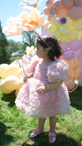 Magnolia Dusty Pink Rose Embossed Girl's Evening Dress