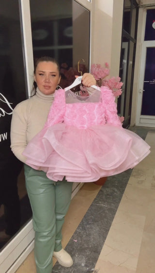 Elena Pink Rose Organza Children's Evening Dress