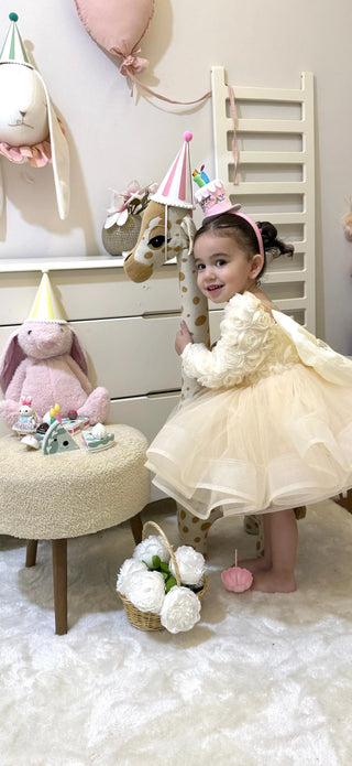Elena Cream Rose Organza Children's Evening Dress