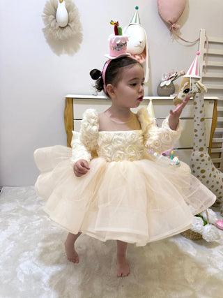 Elena Cream Rose Organza Children's Evening Dress
