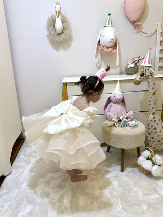 Elena Cream Rose Organza Children's Evening Dress