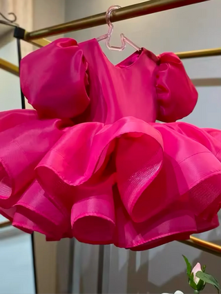 Barbara Fuchsia Lettuce Skirt Girl's Evening Dress