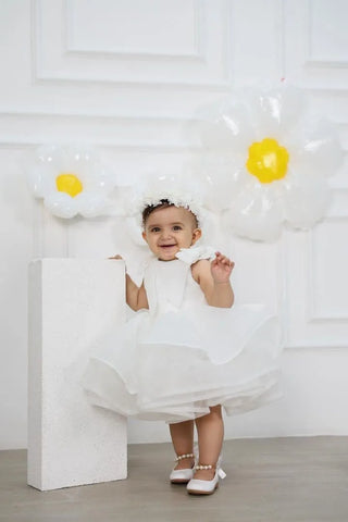 Hazel Girl White Children's Evening Dress
