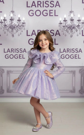 Milano Lilac Double Valance Long Sleeve Dress