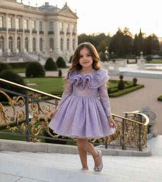 Milano Lilac Double Valance Long Sleeve Dress