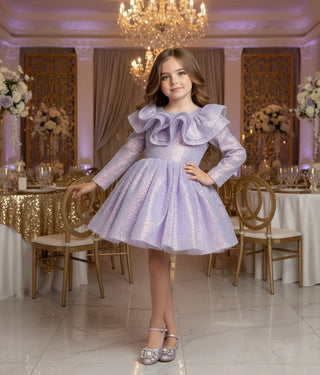 Milano Lilac Double Valance Long Sleeve Dress