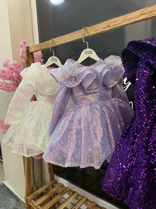 Milano Lilac Double Valance Long Sleeve Dress
