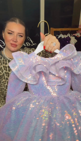 Milano Lilac Double Valance Long Sleeve Dress