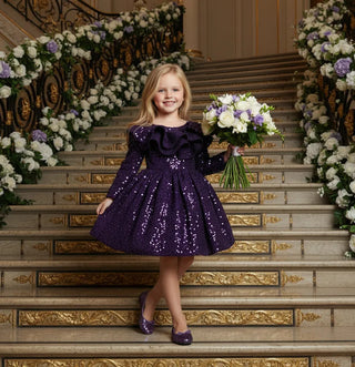 Milano Purple Double Valon Long Sleeve Dress