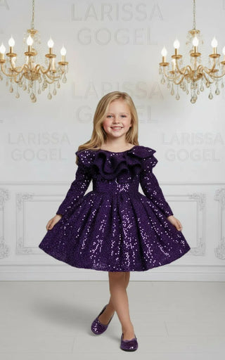 Milano Purple Double Valon Long Sleeve Dress