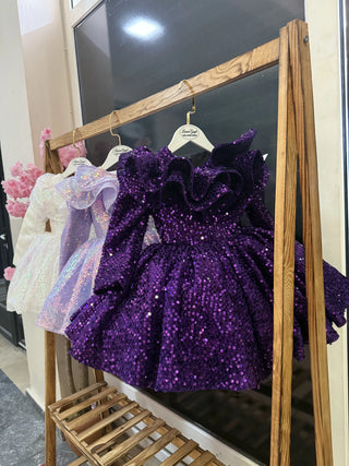Milano Purple Double Valon Long Sleeve Dress