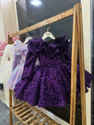 Milano Purple Double Valon Long Sleeve Dress
