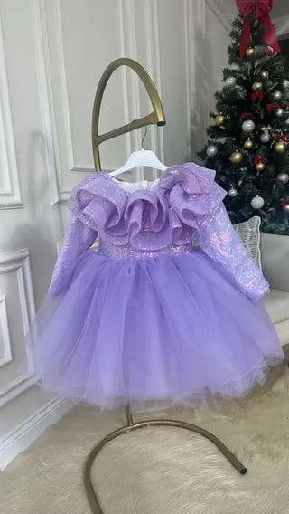 Milano Lilac Double Valance Long Sleeve Dress