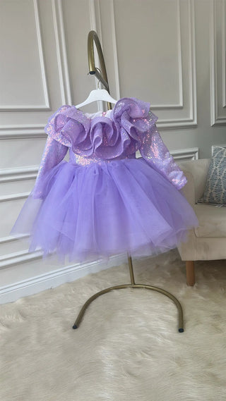 Milano Lilac Double Valance Long Sleeve Dress