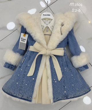 PREMIUM CUSTOM DESIGN FUR-LINED DENIM JACKET + DRESS