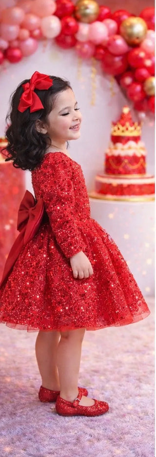 Anastasia Red Stone Embellished Puffy Dress