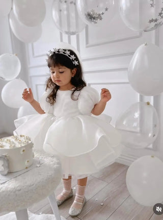 Barbara White Lettuce Skirt Girl's Dress