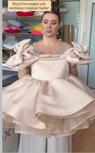 Royal Beige Girls' Evening Dress