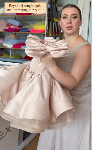 Royal Beige Girls' Evening Dress