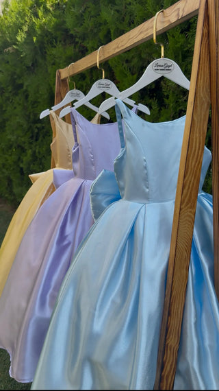 Elsa Lilac Satin Train Baby Girl Wedding Dress