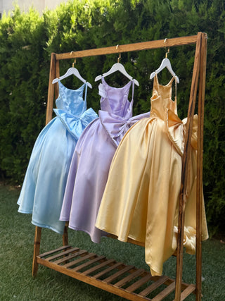Elsa Lilac Satin Train Baby Girl Wedding Dress