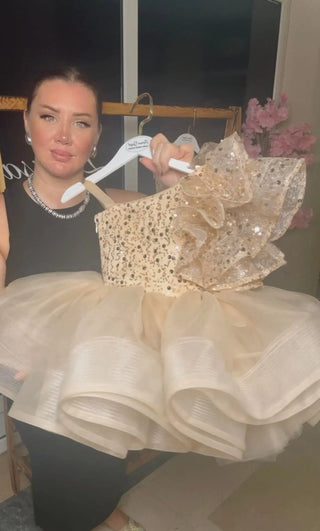 Olivia Gold Color Girl's Evening Dress