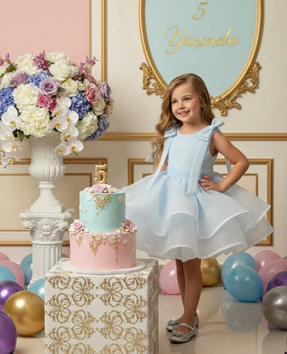 Hazel Baby Girl Blue Tone Children's Evening Dress