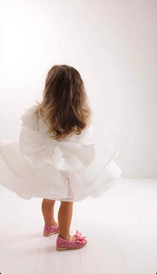 Barbara the Pearl White Lettuce Skirt Girl's Dress