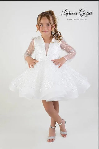 Alyona White Lettuce Skirt Girl Dress