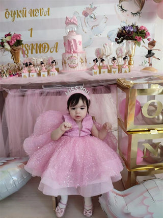 Alyona Pink Sleeveless Puffy Dress