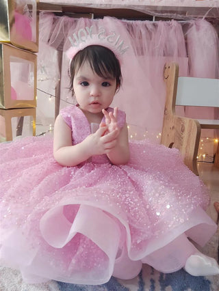 Alyona Pink Sleeveless Puffy Dress