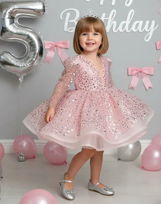 Alyona Powder Pink Lettuce Skirt Evening Dress