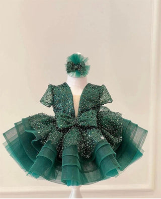 Alyona Green Lettuce Skirt Girl Dress