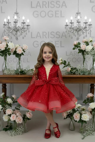 Alyona Red Lettuce Skirt Girl Dress