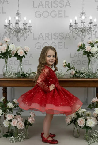Alyona Red Lettuce Skirt Girl Dress