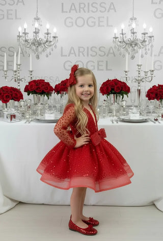 Alyona Red Lettuce Skirt Girl Dress