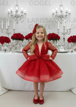 Alyona Red Lettuce Skirt Girl Dress