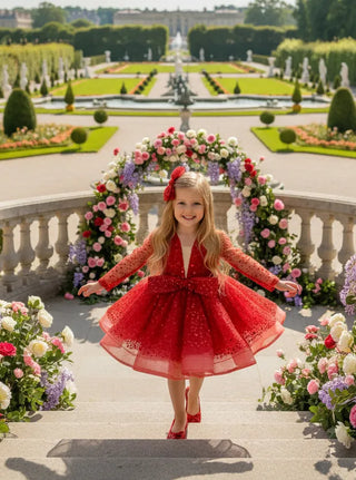 Alyona Red Lettuce Skirt Girl Dress