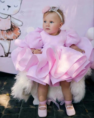 Barbara Pink Lettuce Skirt Girl's Dress