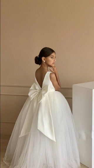 Bella White Long Evening Dress