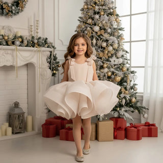 Hazel Girl's Beige Tone Children's Evening Dress