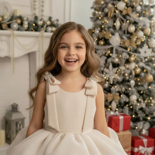 Hazel Girl's Beige Tone Children's Evening Dress