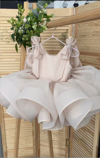 Hazel Girl's Beige Tone Children's Evening Dress