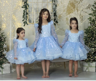 Anastasia Baby Blue Long-Sleeve Puffy Dress