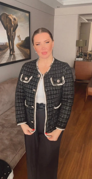 Imported Wool Long Sleeve Black Jacket Cardigan