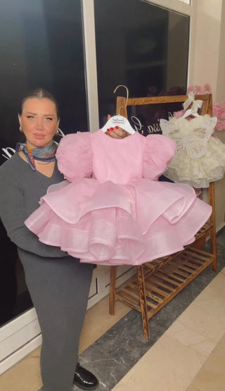 Pearl Barbara Pink Butterfly Wing Girl's Evening Dress