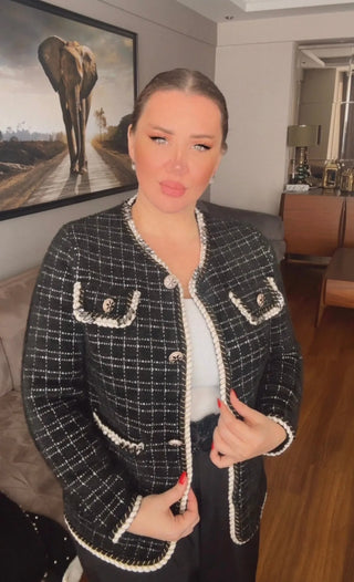 Imported Wool Long Sleeve Black Jacket Cardigan