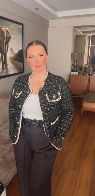 Imported Wool Long Sleeve Black Jacket Cardigan